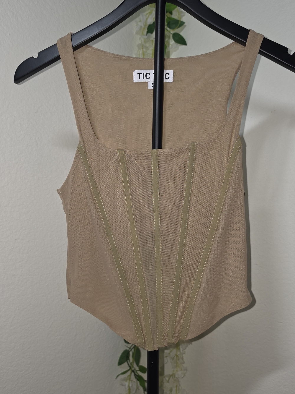 Tic Toc Taupe Boned Corset Cami